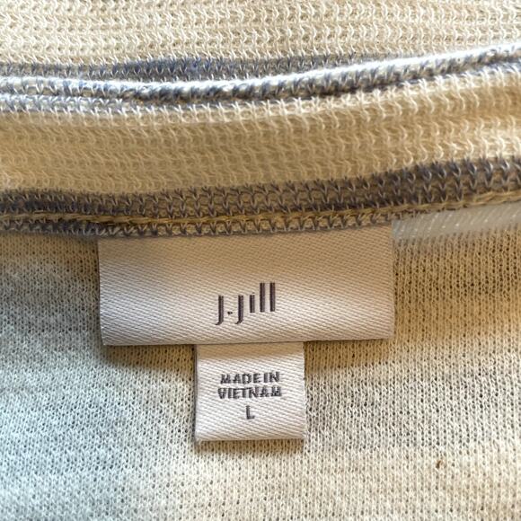 J.Jill Women's Striped Fringed Trim Cotton Pullover, size Large - Picture 8 of 10